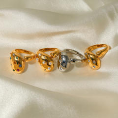 18KG chunky water drop design colorful diamond stainless steel finger rings