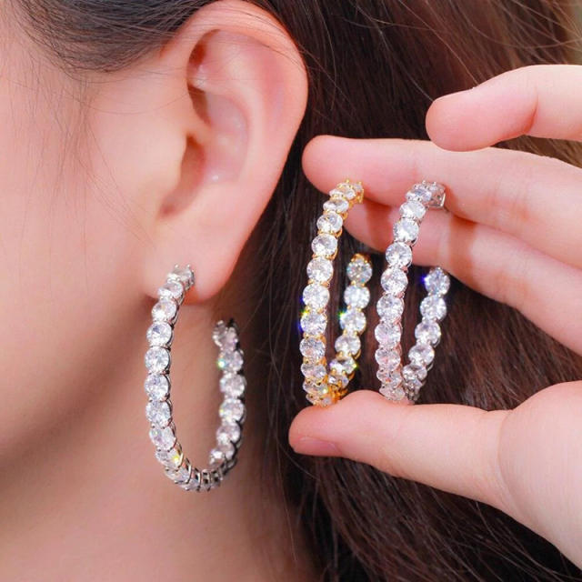 Delicate diamond big hoop earrings for women