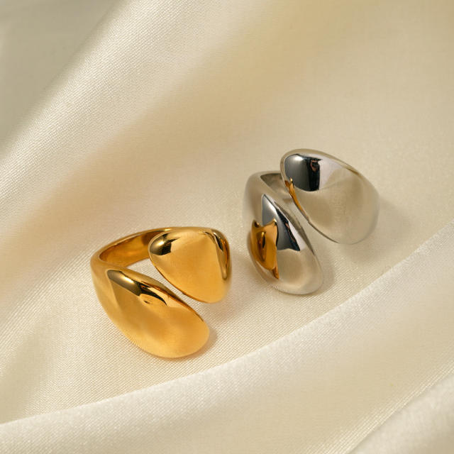 Chunky 18KG geometric design stainless steel finger rings