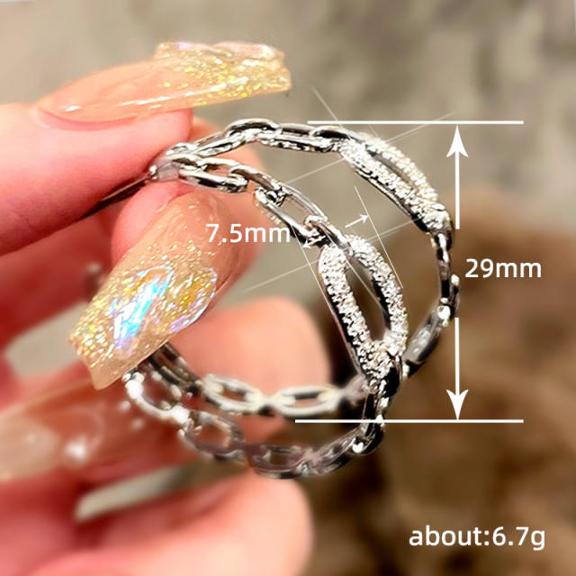 Unique chain design diamond hoop women earrings