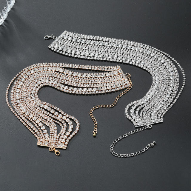 Luxury multi layer diamond wedding choker necklace