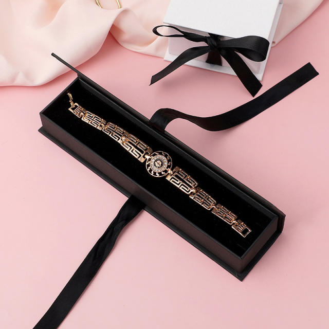 Delicate black ribbon jewelry box gift box