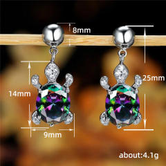 Cute animal series turtle design diamond earrings
