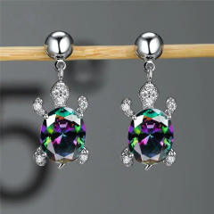 Cute animal series turtle design diamond earrings