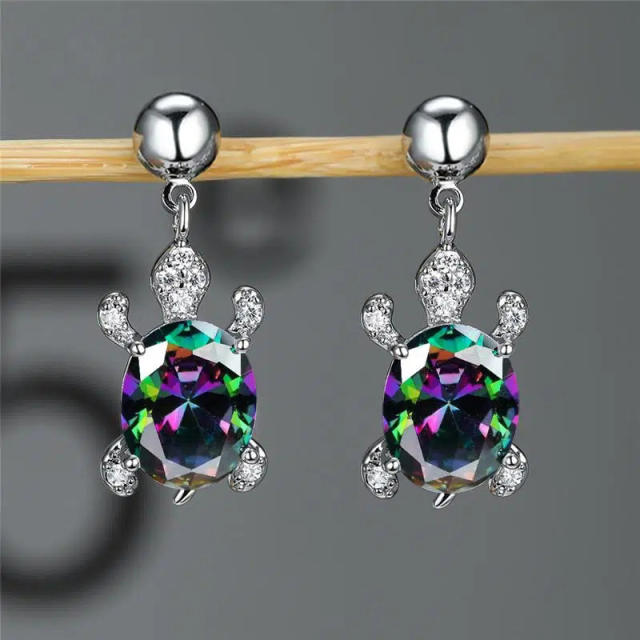 Cute animal series turtle design diamond earrings