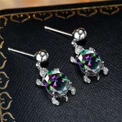 Cute animal series turtle design diamond earrings
