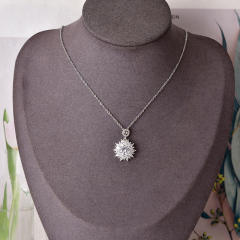 Concise diamond snowflake pendant stainless steel chain necklace