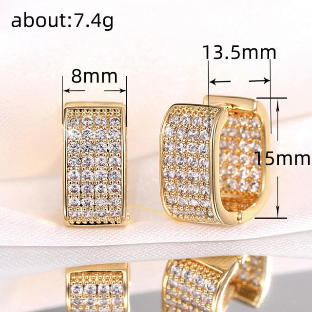 Chic diamond square shape copper huggie earrings