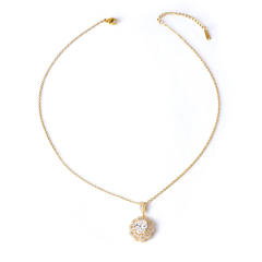 Concise diamond snowflake pendant stainless steel chain necklace