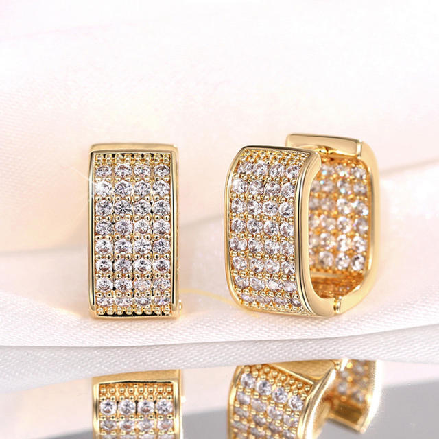Chic diamond square shape copper huggie earrings