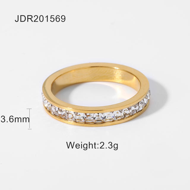 18KG diamond stainless steel rings band