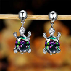Cute animal series turtle design diamond earrings