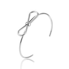 18KG simple cute bow stainless steel cuff bangle bracelet