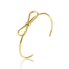 18KG simple cute bow stainless steel cuff bangle bracelet