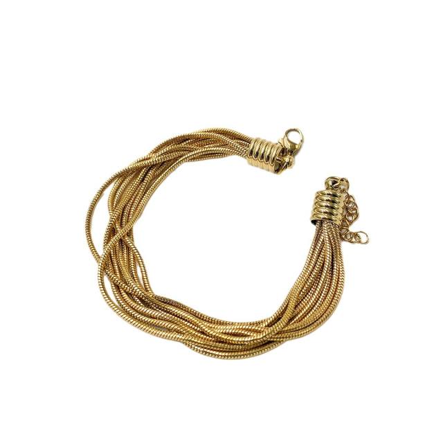 Easy match gold color multi layer snake chain stainless steel bracelet