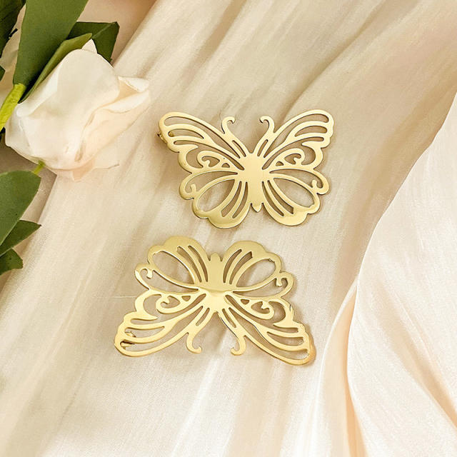Hollow out butterfly large size stainless steel earrings