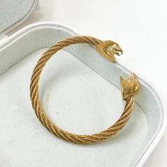Chunky animal tiger lion design stainless steel cuff bangles