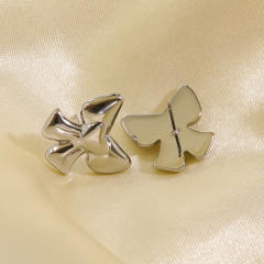 14KG cute stainless steel bow studs earrings