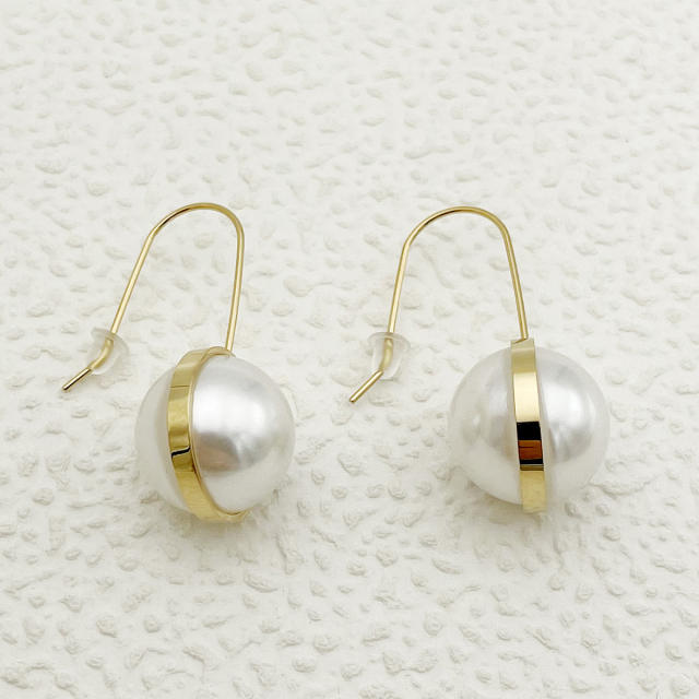 Chic pearl easy match stainless steel earrings ear hook