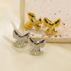 14KG cute stainless steel bow studs earrings