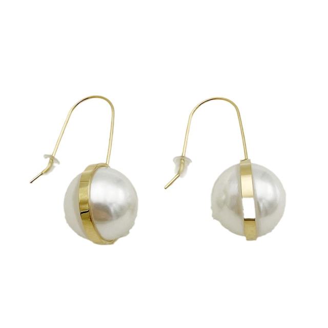 Chic pearl easy match stainless steel earrings ear hook