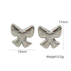 14KG cute stainless steel bow studs earrings