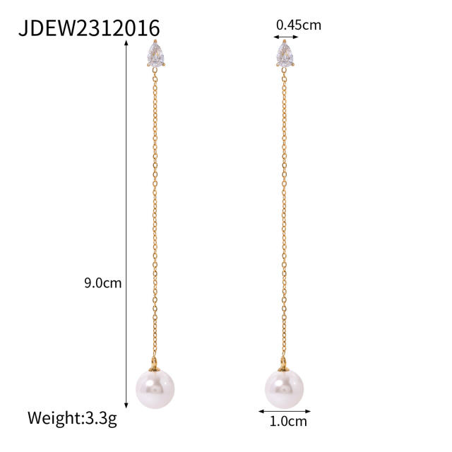 18KG ins pearl bead stainless steel women earrings