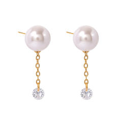 18KG ins pearl bead stainless steel women earrings