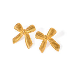 18KG sweet bow stainless steel earrings