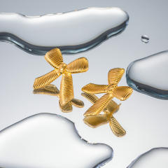18KG sweet bow stainless steel earrings
