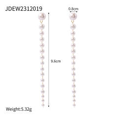 18KG ins pearl bead stainless steel women earrings