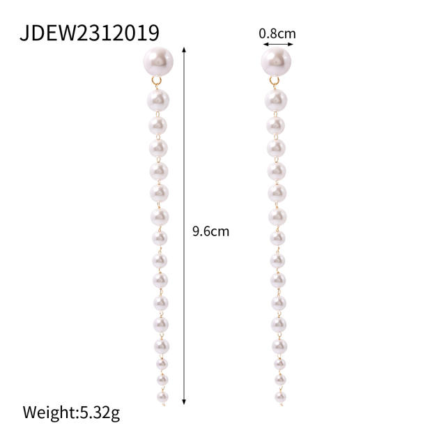 18KG ins pearl bead stainless steel women earrings