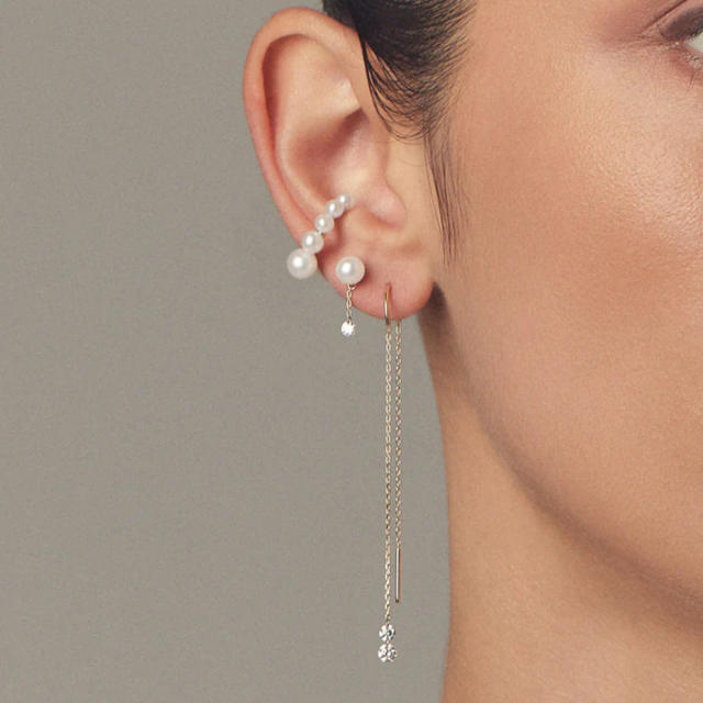 18KG ins pearl bead stainless steel women earrings
