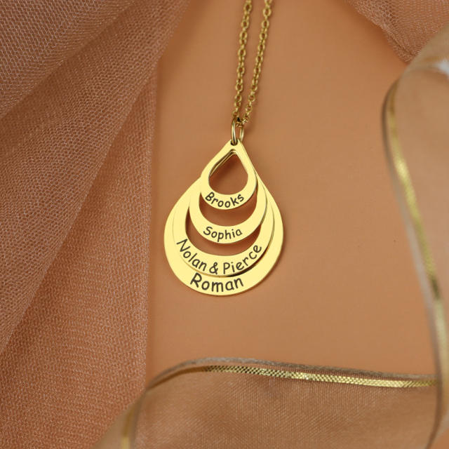 Personality hollow out drop engrave letter stainless steel necklace mother's day gift necklace