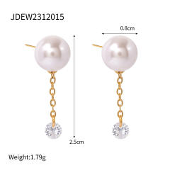 18KG ins pearl bead stainless steel women earrings