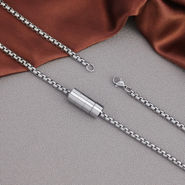 Personality diy bead with birstone engrave letter stainless steel necklace for men