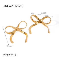 18KG hot sale snake chain bow stainless steel earrings
