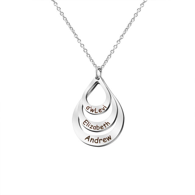 Personality hollow out drop engrave letter stainless steel necklace mother's day gift necklace