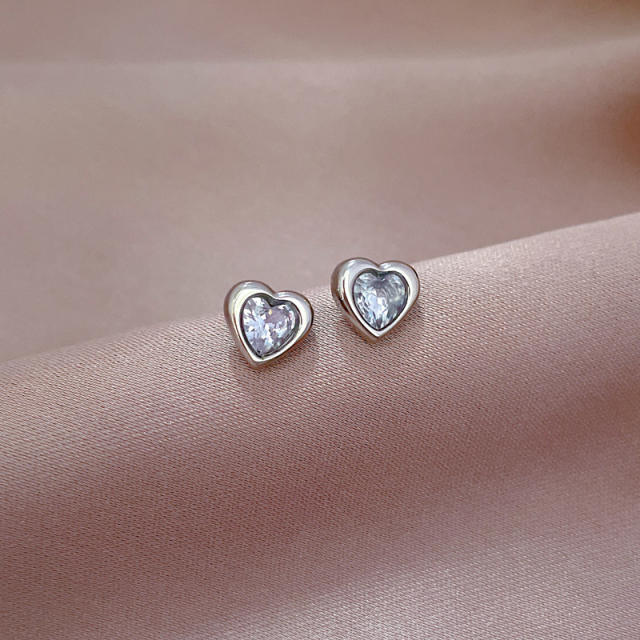 Chic diamond heart stainless steel studs earrings