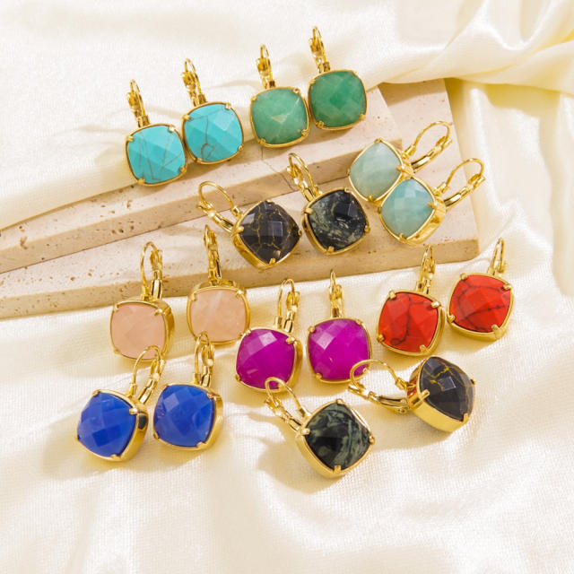 15KG natural stone stainless steel earrings