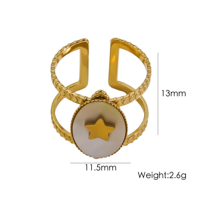 Vintage romantic mother shell stainless steel finger rings