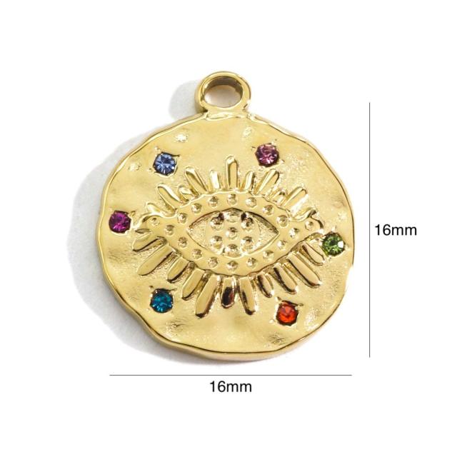 Spring rainbow cubic zircon star moon coin pendant stainless steel necklace pendant