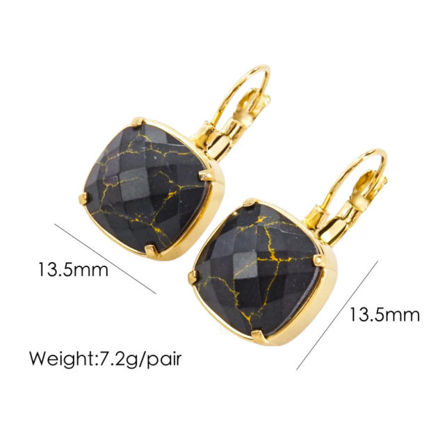 15KG natural stone stainless steel earrings