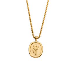 18KG easy match dainty moon coin pendant stainless steel necklace