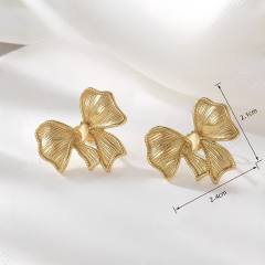 Sweet ribbon bow stainless steel studs earrings