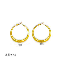 18KG hollow out big hoop stainless steel earrings