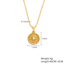 18KG easy match dainty moon coin pendant stainless steel necklace