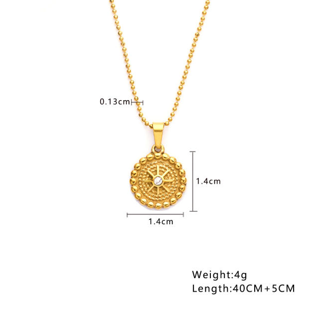 18KG easy match dainty moon coin pendant stainless steel necklace