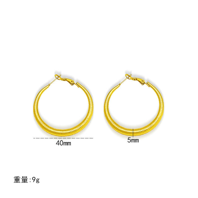 18KG hollow out big hoop stainless steel earrings