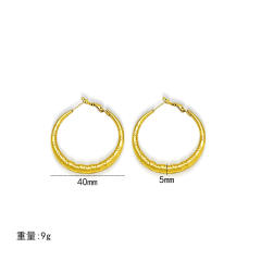 18KG hollow out big hoop stainless steel earrings